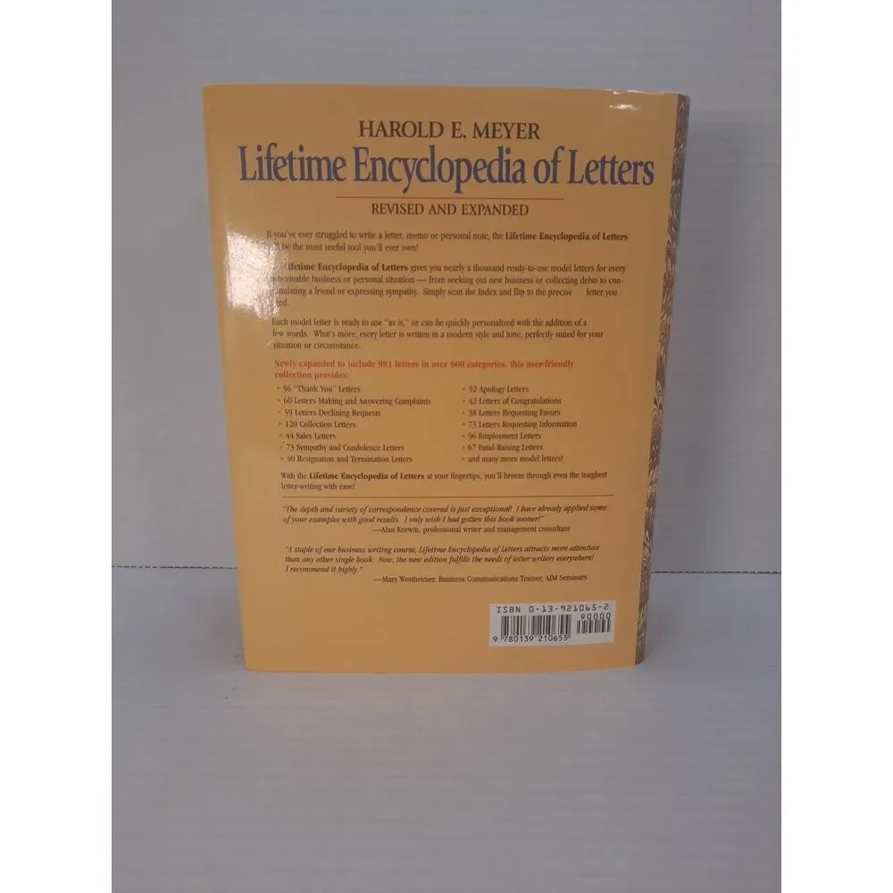 Lifetime Encyclopedia of Letters (3rd Revised and‎ Expanded) 1998 Harold E Meyer